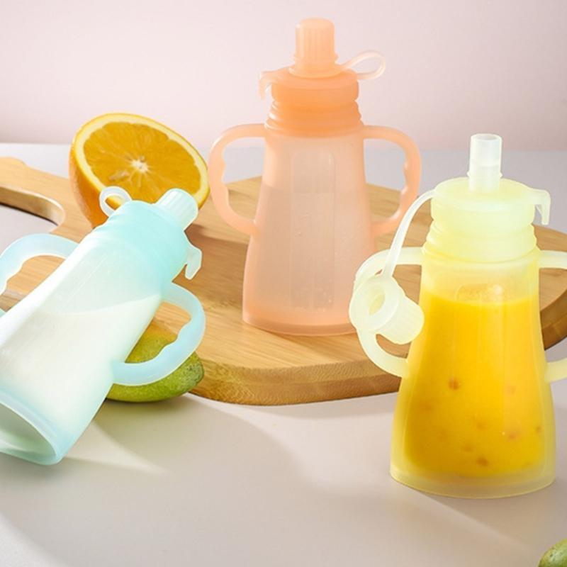 Baby Food Reusable Pouches - Portátil à prova de vazamento silicone