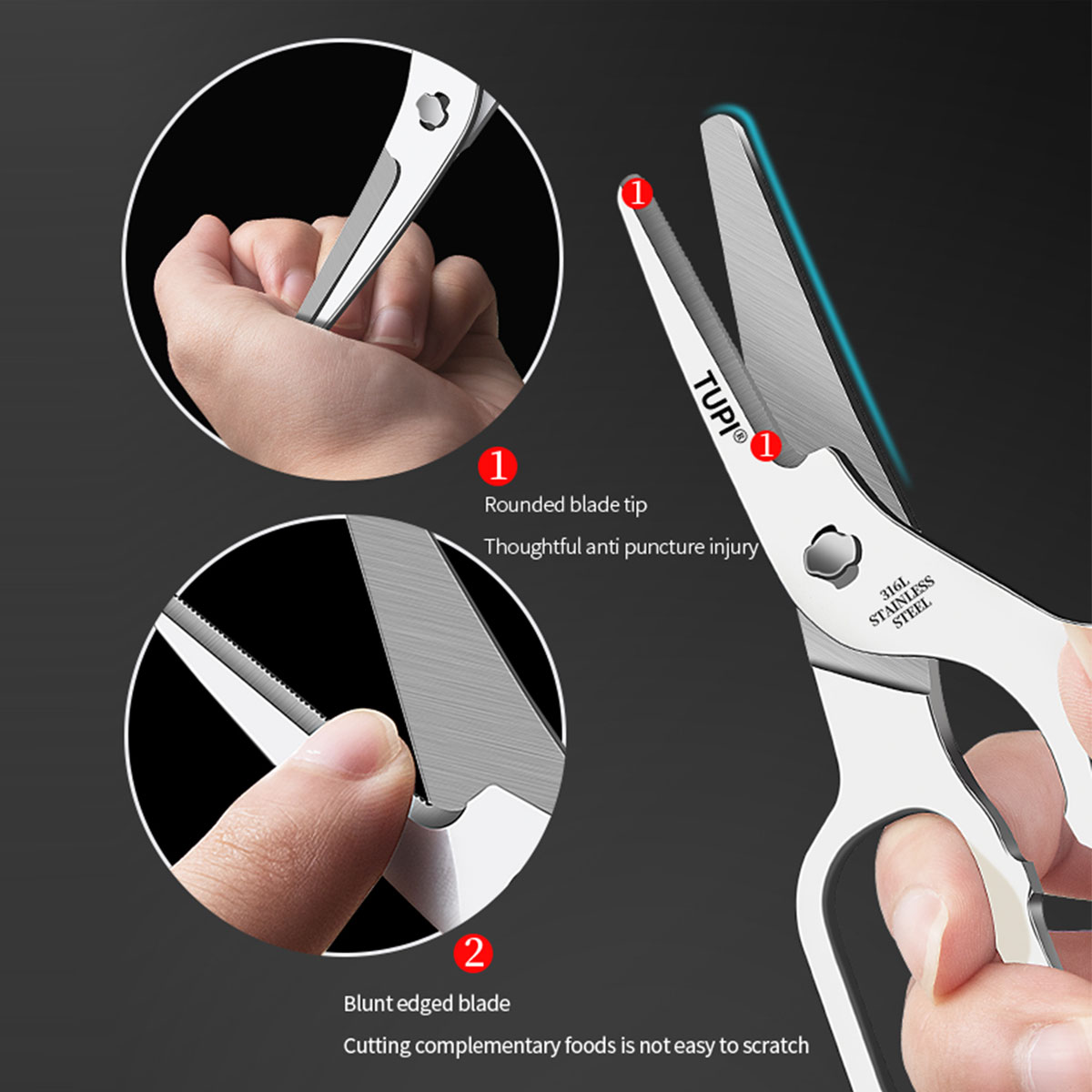Baby Food Scissors - TUPI - Tesoura de aço inoxidável
