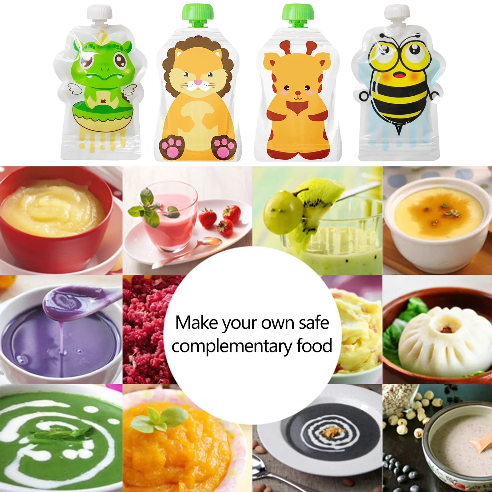 4 pçs saco de armazenamento de - Baby Food Reusable Pouches avaliação e preço